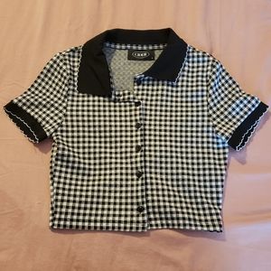 CIDER Plaid Button Up Collared Top